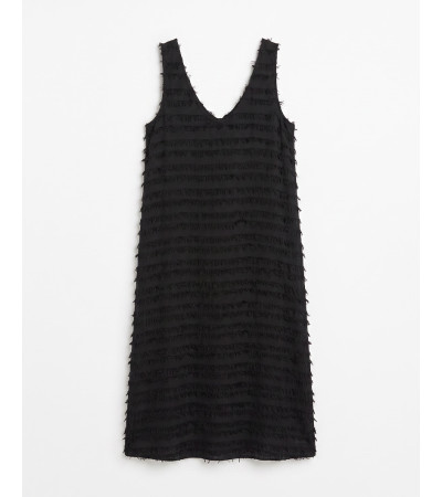 VESTIDO LARGO CUELLO U MANGA SISA FLECOS | MULAYA