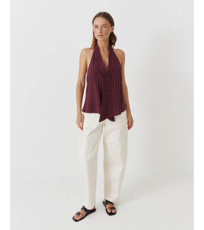 TOP HALTER RAYAS ESPALDA DESCUBIERTA BOTÓN OCULTO | MULAYA