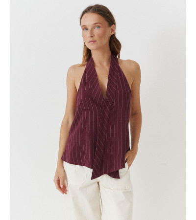 TOP HALTER RAYAS ESPALDA DESCUBIERTA BOTÓN OCULTO | MULAYA