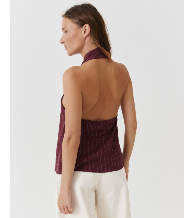 TOP HALTER RAYAS ESPALDA DESCUBIERTA BOTÓN OCULTO | MULAYA
