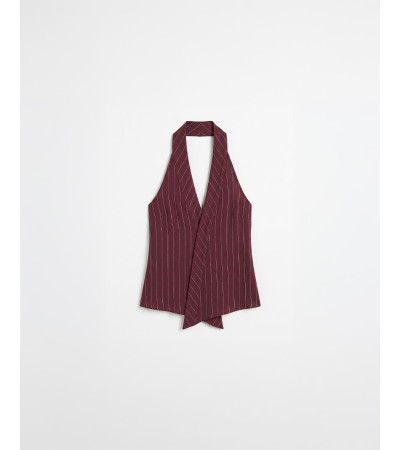 TOP HALTER RAYAS ESPALDA DESCUBIERTA BOTÓN OCULTO | MULAYA