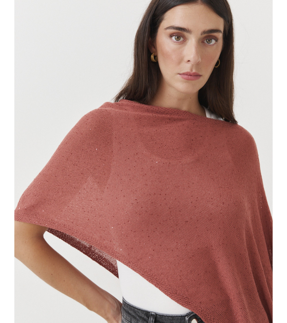 Capa de Punto con Cuello Barco y Lentejuelas para Mujer | MULAYA