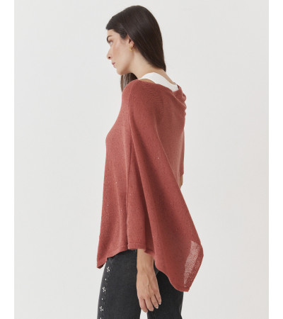 Capa de Punto con Cuello Barco y Lentejuelas para Mujer | MULAYA