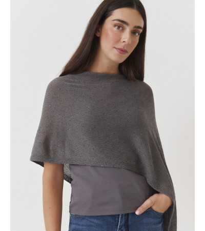 Capa de Punto con Cuello Barco y Lentejuelas para Mujer | MULAYA
