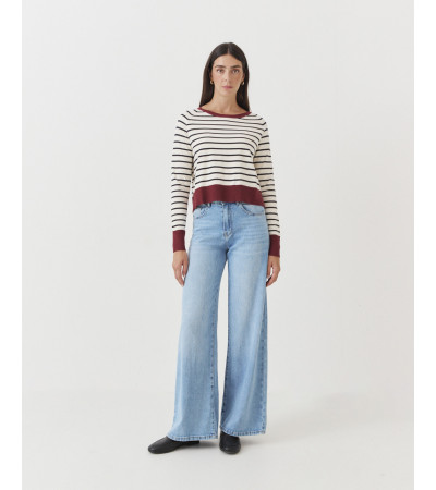 Jersey de Rayas con Cuello Redondo para Mujer | MULAYA