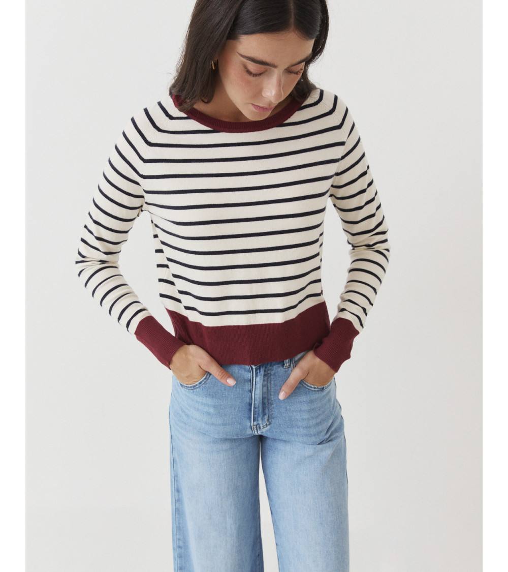 Jersey de Rayas con Cuello Redondo para Mujer | MULAYA