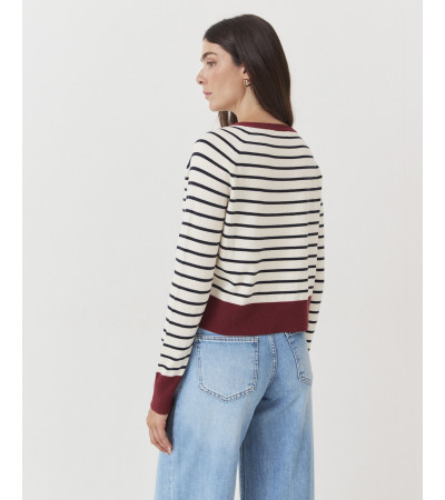 Jersey de Rayas con Cuello Redondo para Mujer | MULAYA