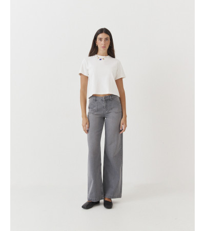 JEANS WIDE LEG BOLSILLOS GEOMÉTRICOS