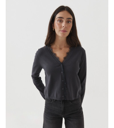 CARDIGAN CUELLO PICO ENCAJE