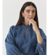 Blusa Denim con Cuello Mao y Escote para mujer | MULAYA