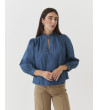 Blusa Denim con Cuello Mao y Escote para mujer | MULAYA