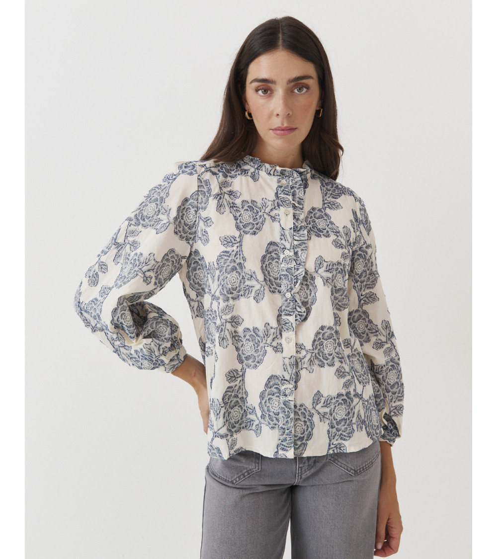 Blusa Oriental Bordada con Estampado de Flores para mujer | MULAYA