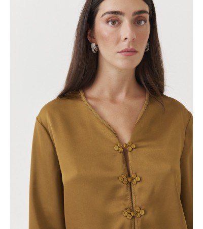 Blusa Satinada para Mujer con Estilo Chino | MULAYA