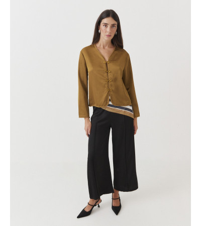 Blusa Satinada para Mujer con Estilo Chino | MULAYA