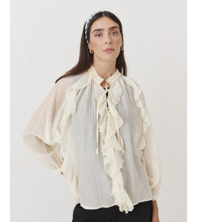 Blusa Semitransparente con Volantes para Mujer | MULAYA