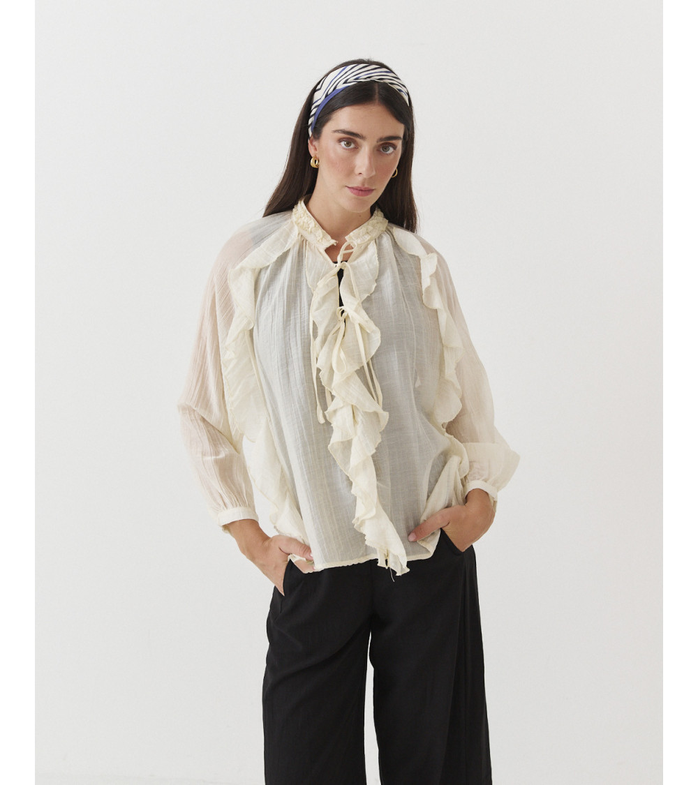 Blusa Semitransparente con Volantes para Mujer | MULAYA