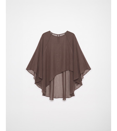 Capa Fluida con Transparencias y Cuello Redondo para Mujer | MULAYA
