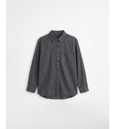 CAMISA DENIM LIGERO SOLAPA BOLSILLO MANGA LARGA | MULAYA