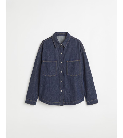 CAMISA DENIM BOLSILLOS PARCHE BOTONES BAJO ASIMÉTRICO | MULAYA
