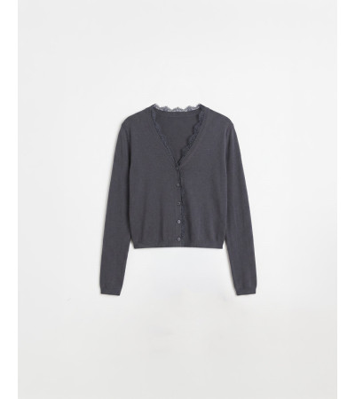 CARDIGAN CUELLO PICO ENCAJE