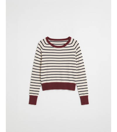 Jersey de Rayas con Cuello Redondo para Mujer | MULAYA