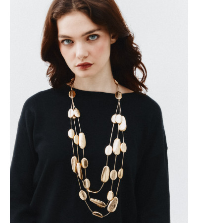 COLLAR MULTICUERDA OVALOS DORADOS