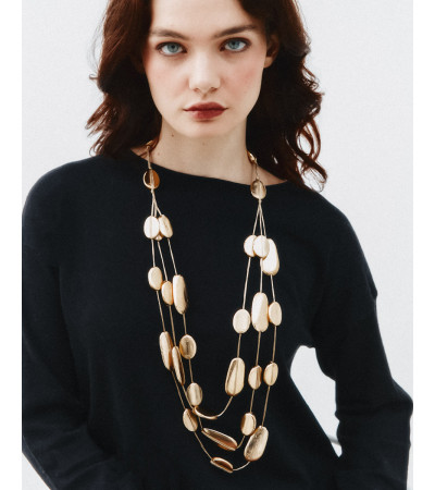 COLLAR MULTICUERDA OVALOS DORADOS