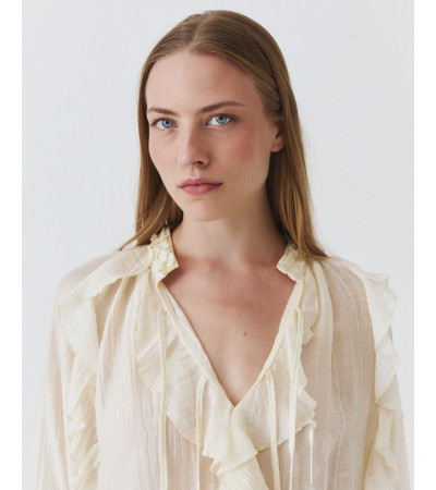 Blusa Semitransparente con Volantes para Mujer | MULAYA