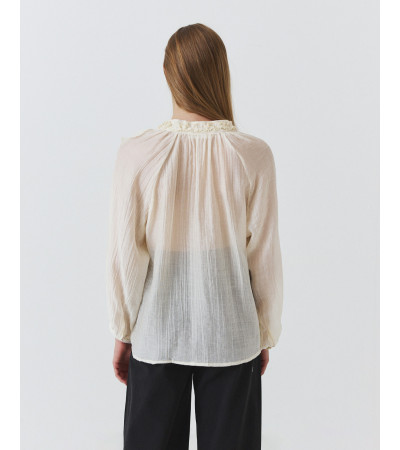 Blusa Semitransparente con Volantes para Mujer | MULAYA