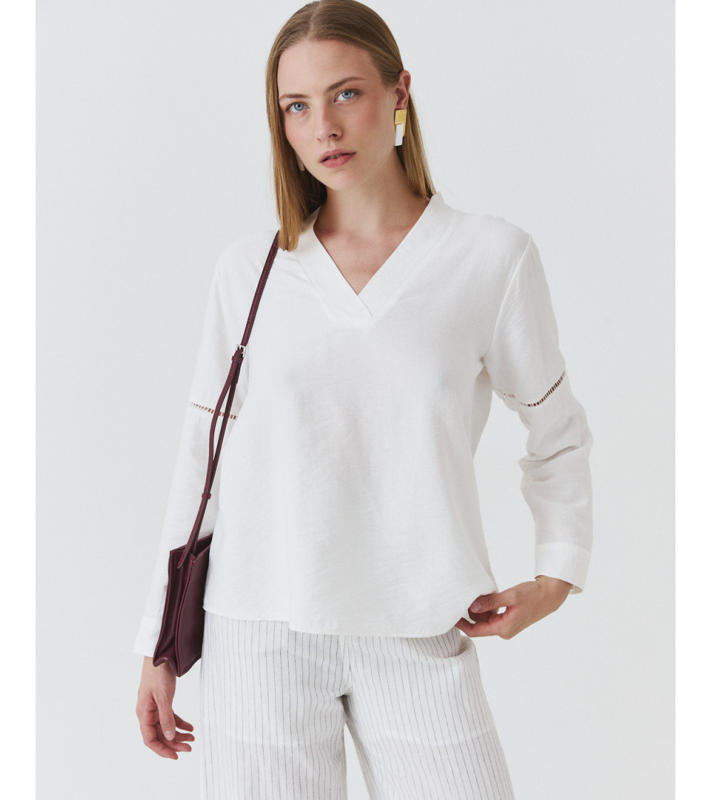 BLUSA MANGA LARGA PUNTILLA | MULAYA