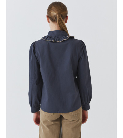 Camisa babero volante ribete contraste cartera | Mulaya