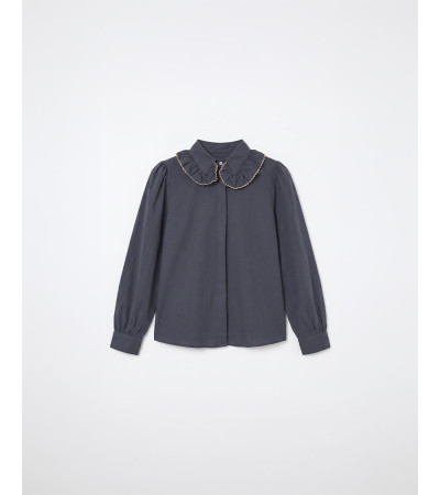 Camisa babero volante ribete contraste cartera | Mulaya