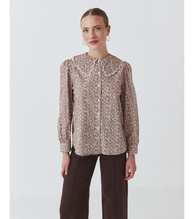 Camisa babero floral ondas ribete | Mulaya