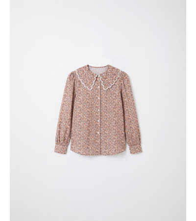 Camisa babero floral ondas ribete | Mulaya