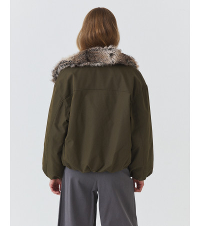Chaqueta acolchada corta cuello efecto pelo | Mulaya