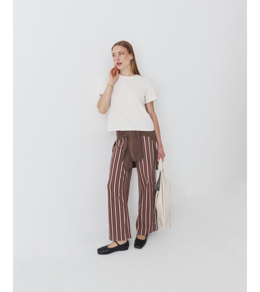 Pantalón recto con rayas para mujer | MULAYA