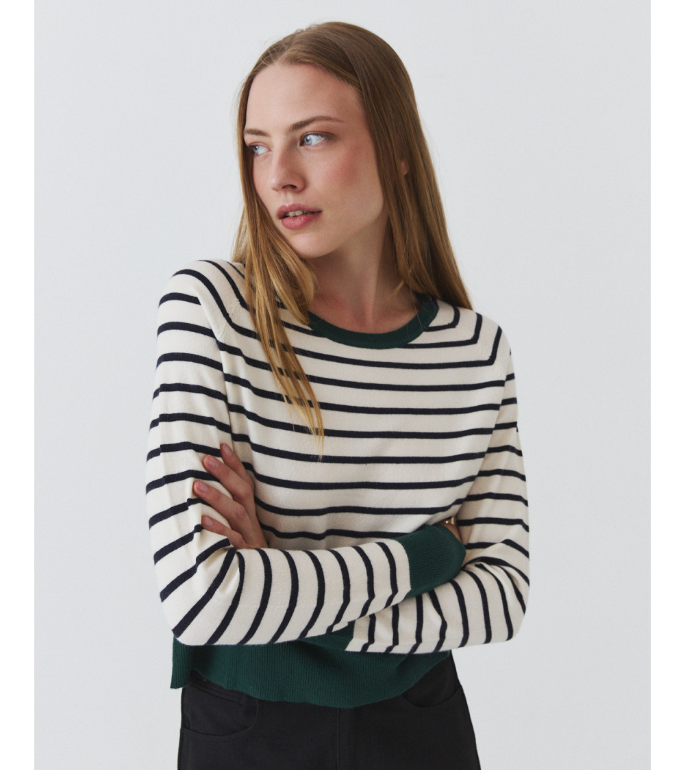Jersey de Rayas con Cuello Redondo para Mujer | MULAYA