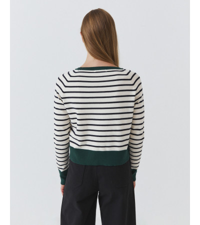 Jersey de Rayas con Cuello Redondo para Mujer | MULAYA
