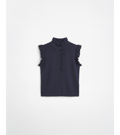 CHALECO PUNTO CUELLO ALTO VOLANTES