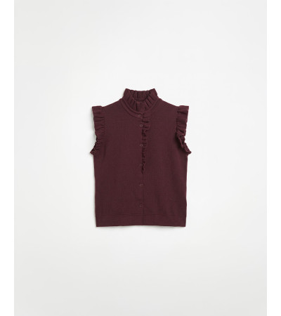 CHALECO PUNTO CUELLO ALTO VOLANTES