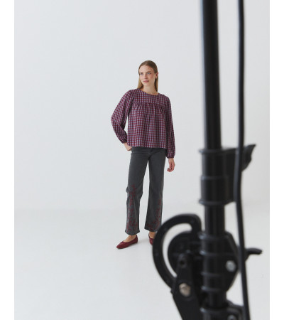 BLUSA VICHY FRUNCES