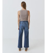 Jeans wide leg elastizado costura frontal | Mulaya