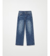Jeans wide leg elastizado costura frontal | Mulaya