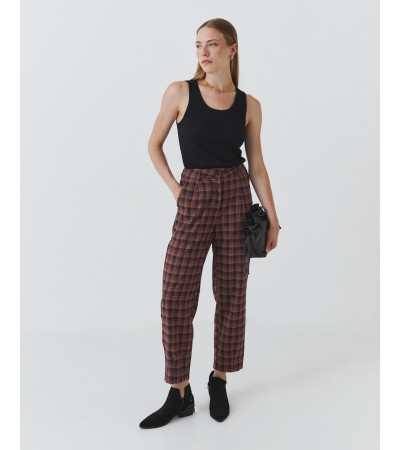 PANTALÓN BARREL FLUIDO CUADROS