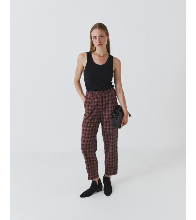 PANTALÓN BARREL FLUIDO CUADROS