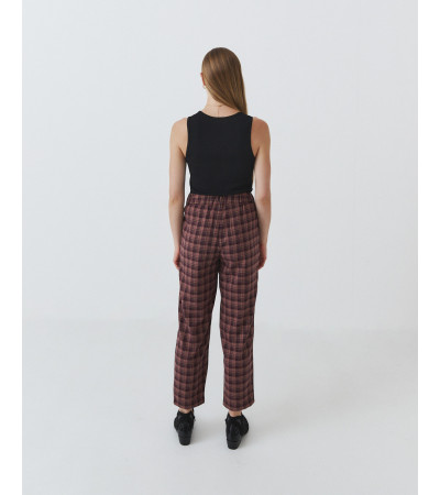 PANTALÓN BARREL FLUIDO CUADROS