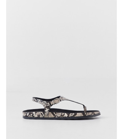 Sandalia Plana de Dedo Estampado Serpiente | MULAYA