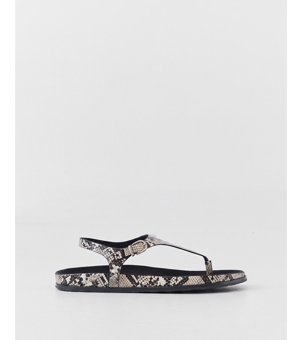 Sandalia Plana de Dedo Estampado Serpiente | MULAYA