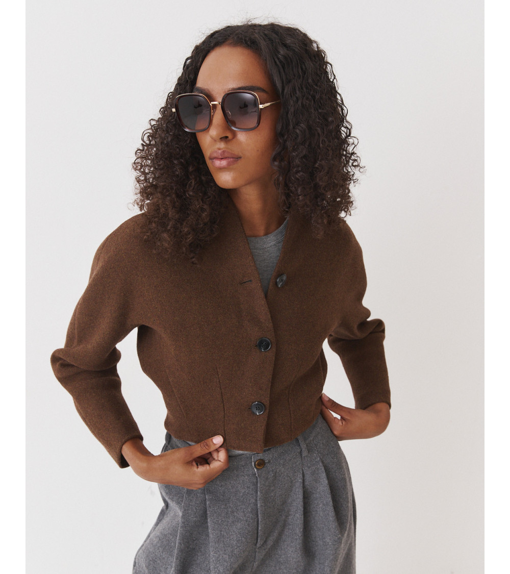CHAQUETA CROP CON LANA | MULAYA