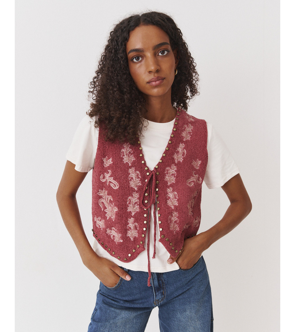 CHALECO TEJIDO CIERRE LAZADA | MULAYA